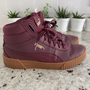 Puma Carina Mid Burgundy Gum Sole Sneakers Women’s 7.5